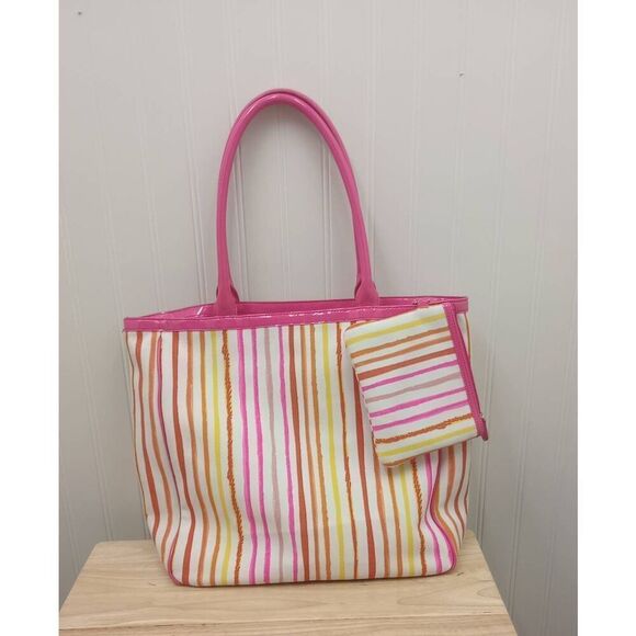 Liz Claiborne, large hand bag. Tote, with  wallet. Patent , canvas - Picture 2 of 10